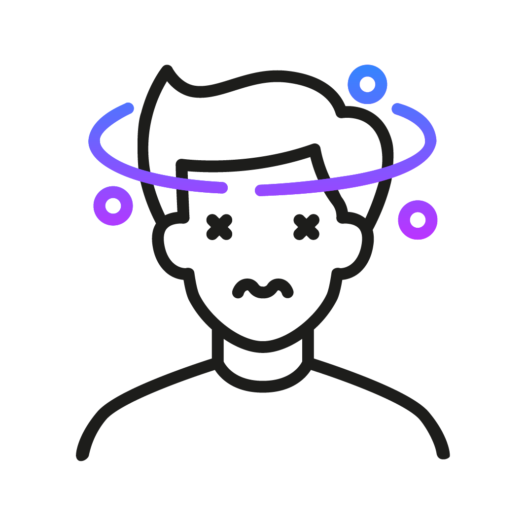 Icon zeigt Person mit Schwindel