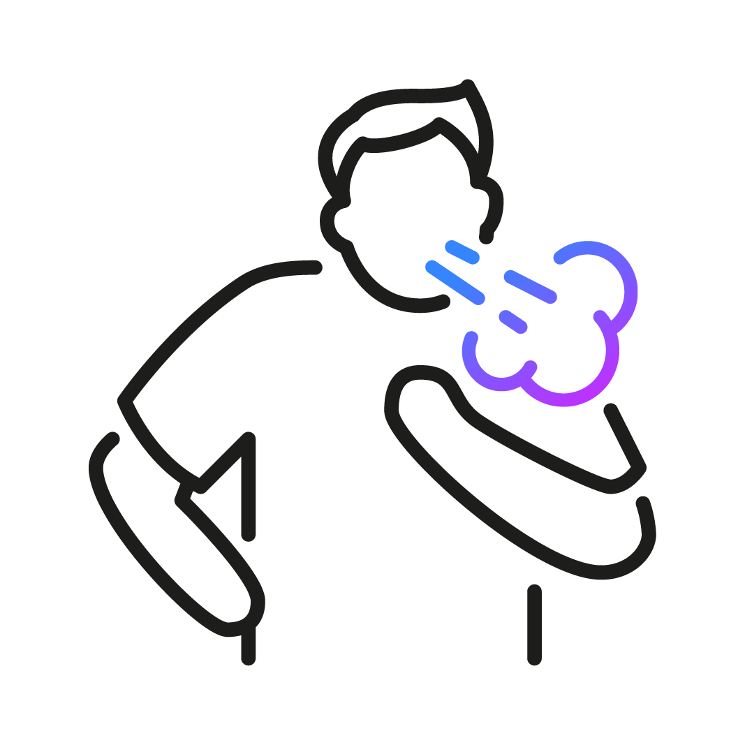 Icon zeigt Person am Husten