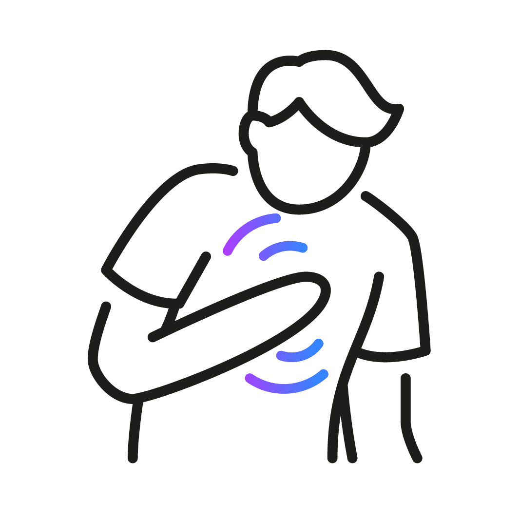 Icon zeit Person mit Hand auf der Brust